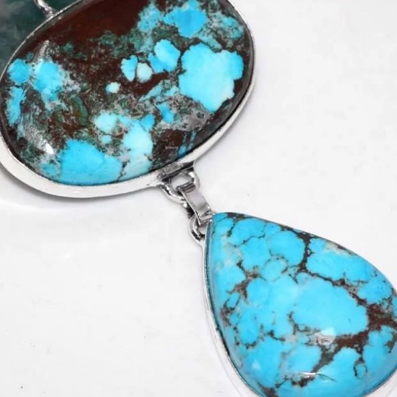 Genuine blue Mojave turquoise silver pendant - Picture 2 of 2